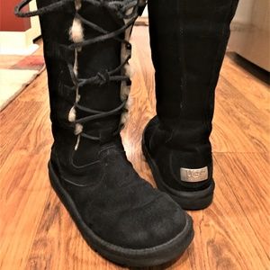 UGG Australia Uptown Lace Up Tall Boots Black 8